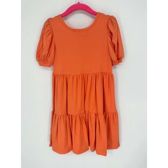 DotDotSmile Girls Solid Tangerine Orange Tier Dress Size 3/4 New With Tags - Picture 3 of 4